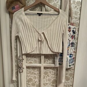 EUC wild fable size M cream crop sweater